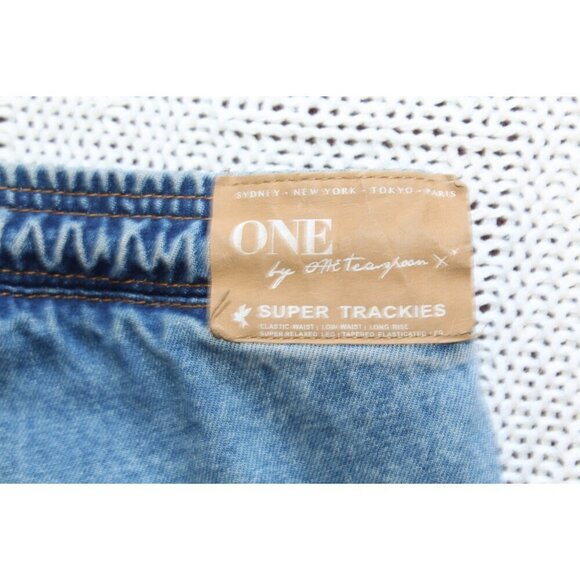 One by One Teaspoon Denim Jogger Pants Size XS Elastic Waist Jeans Cotton Y2K - Picture 6 of 10